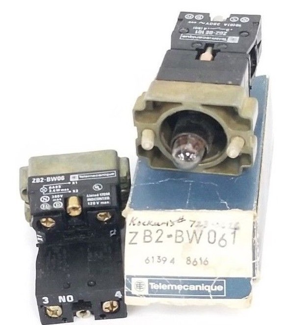 LOT OF 2 NEW TELEMECANIQUE ZB2-BW061 LIGHT MODULE ASSEMBLIES, ZB2BW061, ZB2-BE10