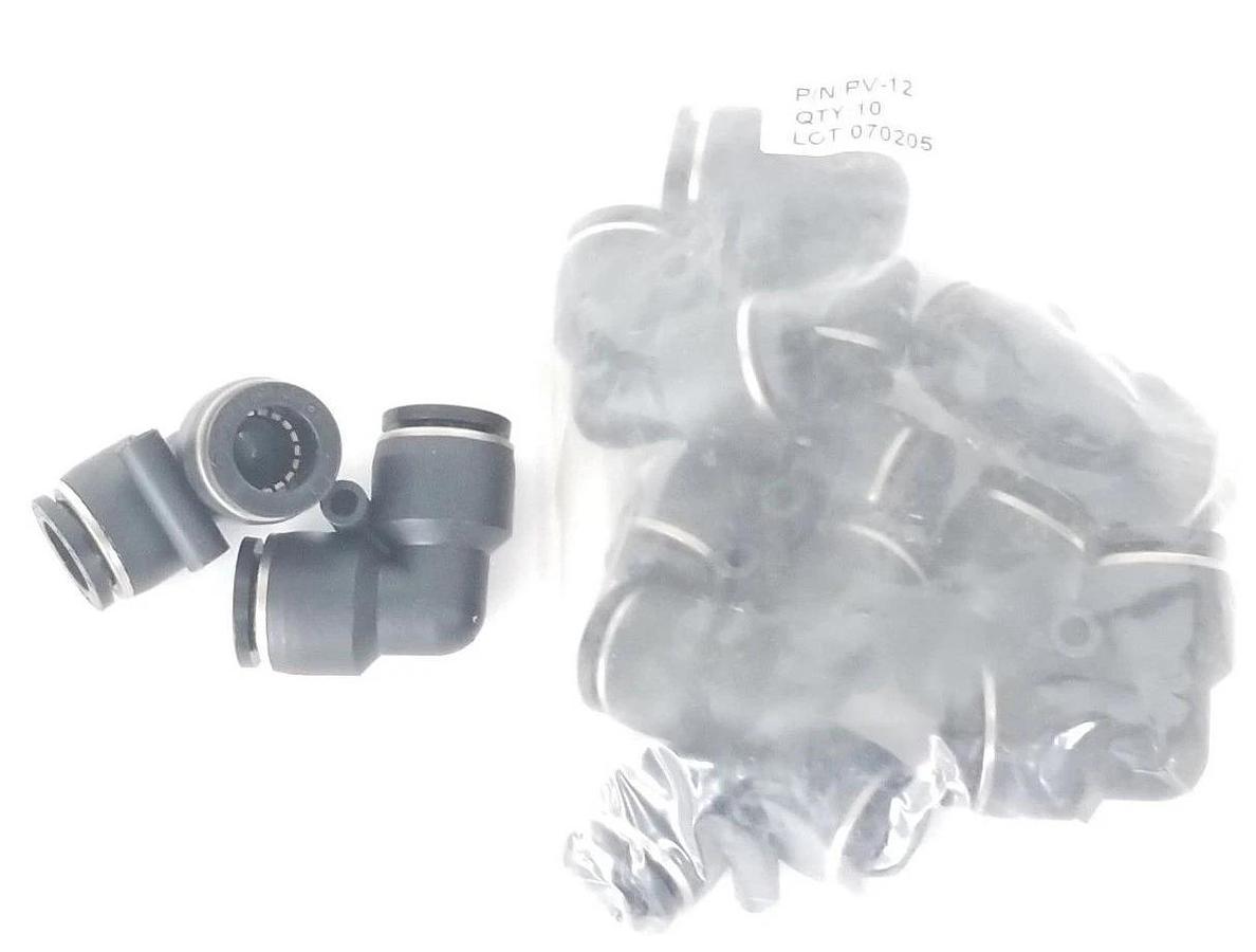 Used LOT OF 10 NEW PISCO PNEUMATICS PV-12 FITINGS, 12MM, ELBOW, PV12