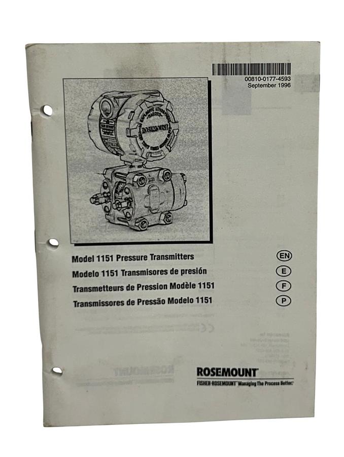 Used ROSEMOUNT 1151GP4S12M1B1 MODEL 1151 SMART PRESSURE LEVEL TRANSMITTER 45VDC NSMP