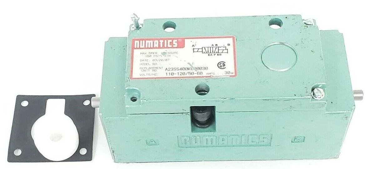 Used NUMATICS A23SS400K000030 SOLENOID VALVE 110-120/50-60HZ