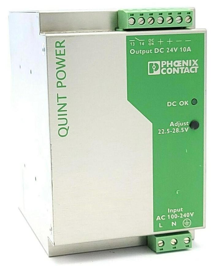 Used PHOENIX CONTACT QUINT-PS-100-240AC/24DC/10 POWER SUPPLY ORDER NO. 2938604