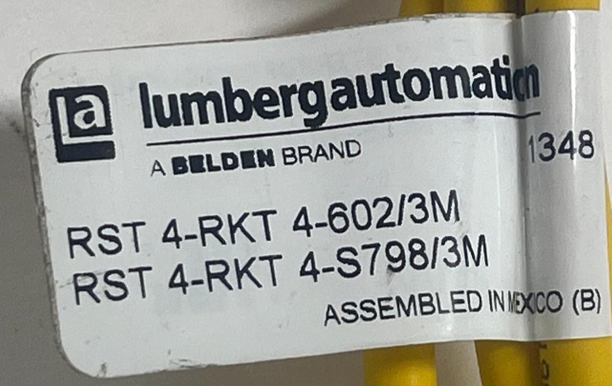 Used LUMBERG RST 4-RKT M12 Male Straight to Female Straight 4-Pin Cordset 1.35 meters