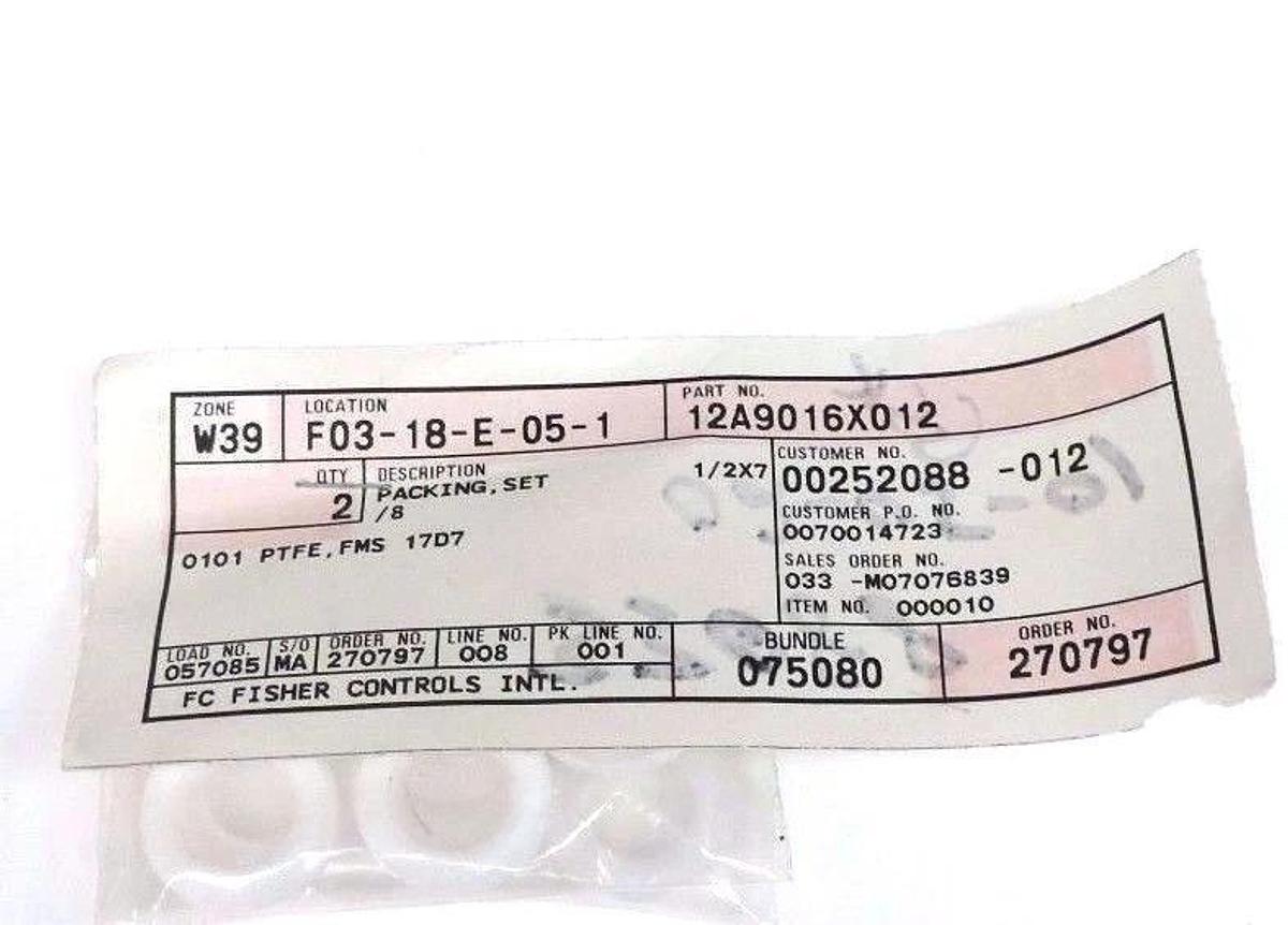 Used LOT OF 2 NEW FISHER 12A9016X012 PACKING SET REPAIR KITS