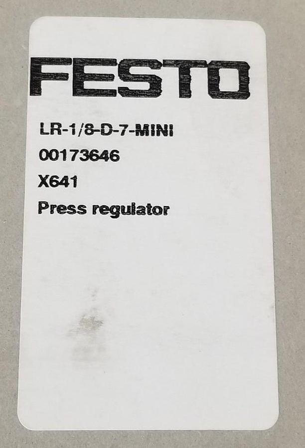 NIB FESTO ELECTRIC LR-1/8-D-7-MINI PRESSURE REGULATOR W/ MA-40-10-1/8 GAUGE