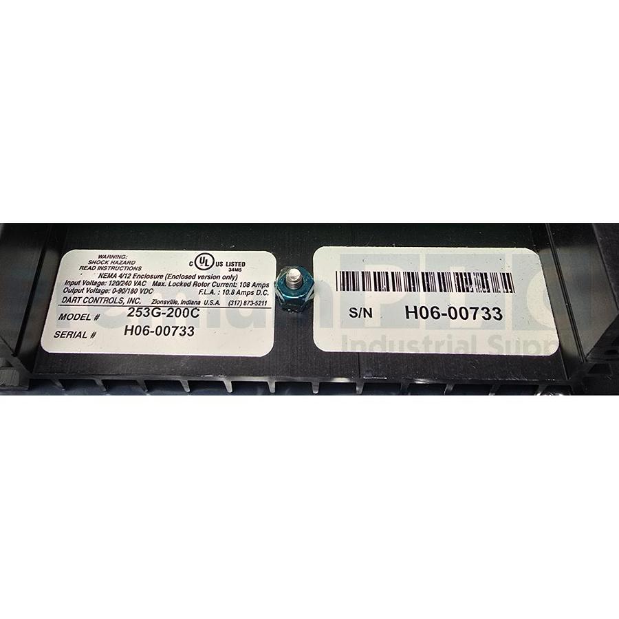 Used NEW DART CONTROLS INC 253G-200C DC SPEED CONTROL 2HP NEMA 4 IN:120/240VAC NSMP
