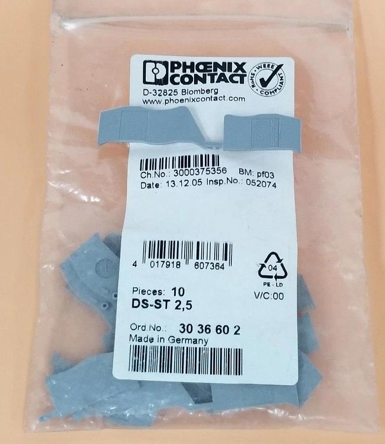 BAG OF 10 NEW PHOENIX CONTACT DS-ST 2,5 COVER SEGMENTS 3036602 DSST25
