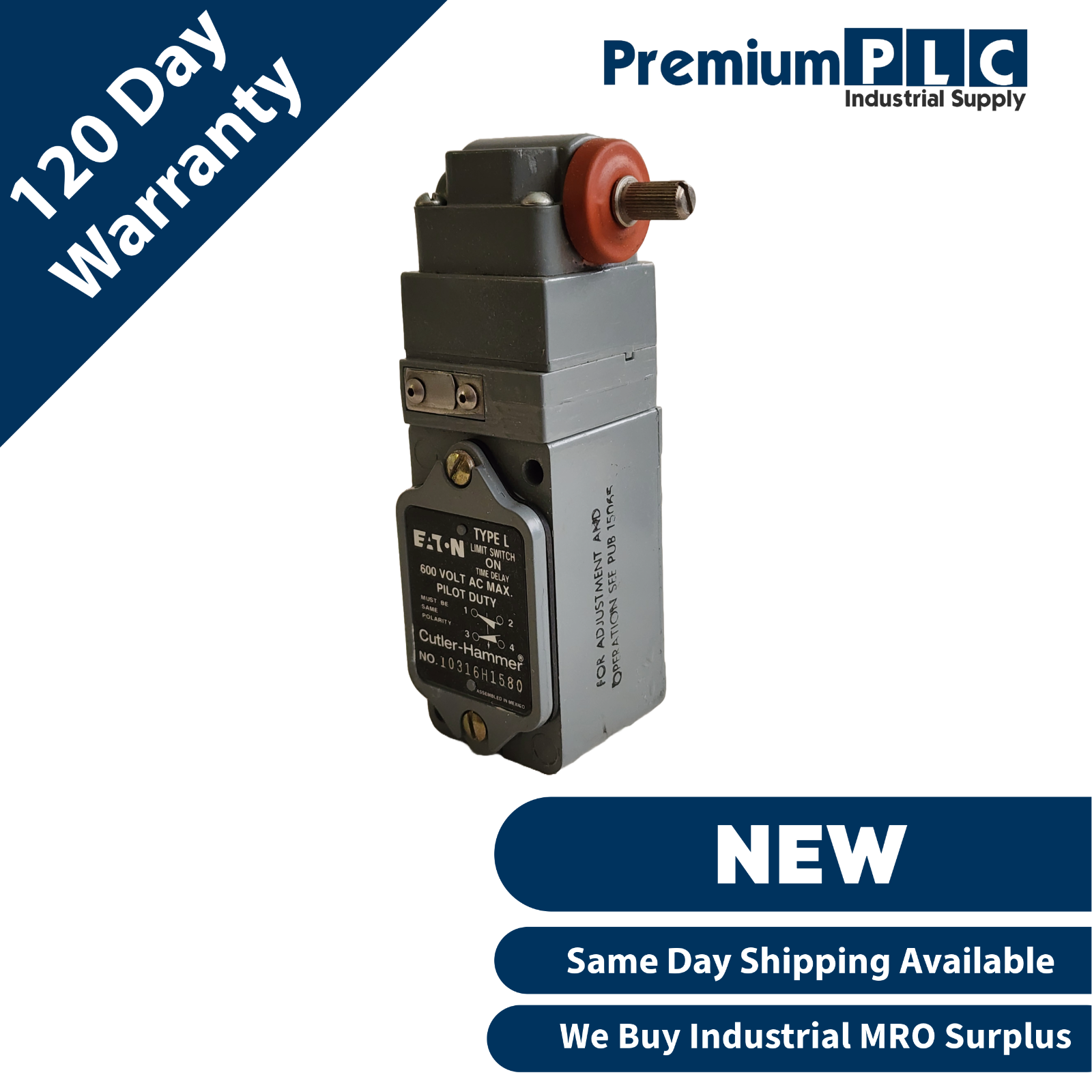 Used NEW EATON CUTLER-HAMMER 10316H1580 TYPE L HAZARDOUS LIMIT SWITCH 600V AC MAX.