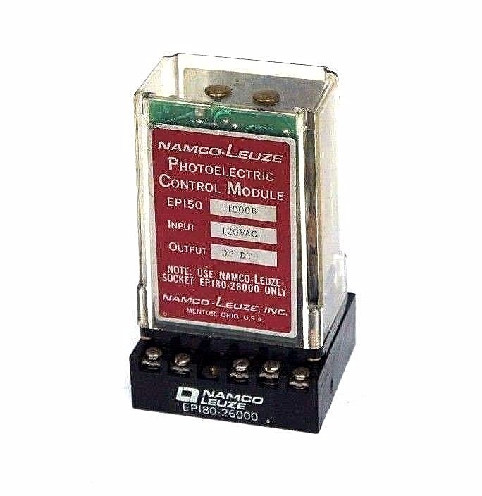 Used NAMCO LEUZE EP150-11000B PHOTOELECTRIC CONTROL MODULE W/ EP180-26000 BASE