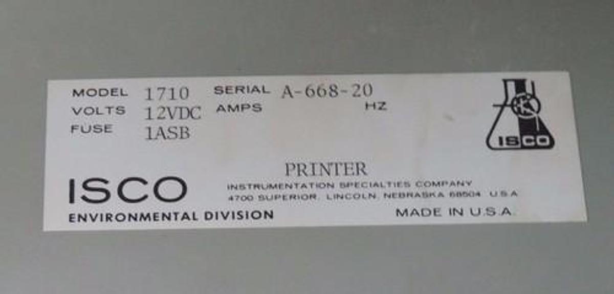 Used ISCO MODEL 1710 FLOW METER PRINTER 12VDC 1ASB PULSE