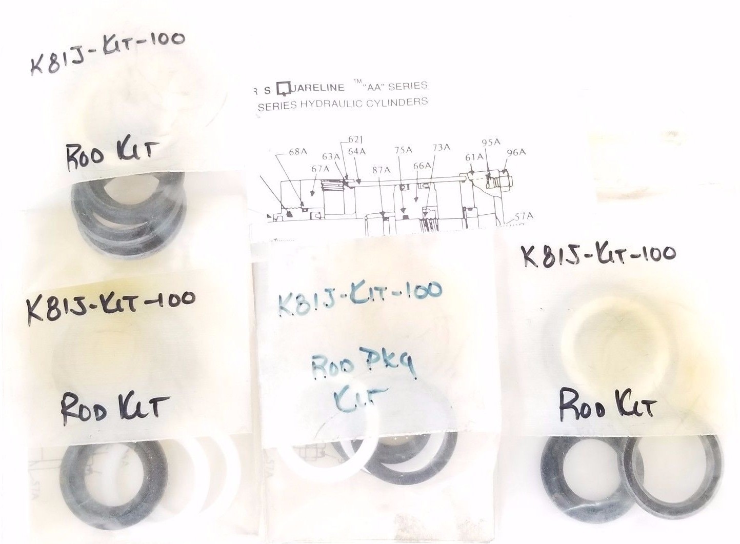 Used LOT OF 4 NEW CARTER SQUARELINE K81J-KIT-100 "AA" SERIES ROD KITS K81JKIT100