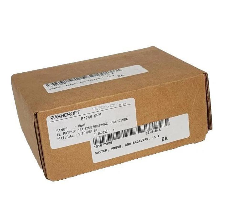 Used NIB ASHCROFT B424VXFM PRESSURE SWITCH V424V XFM RANGE: 15PSI