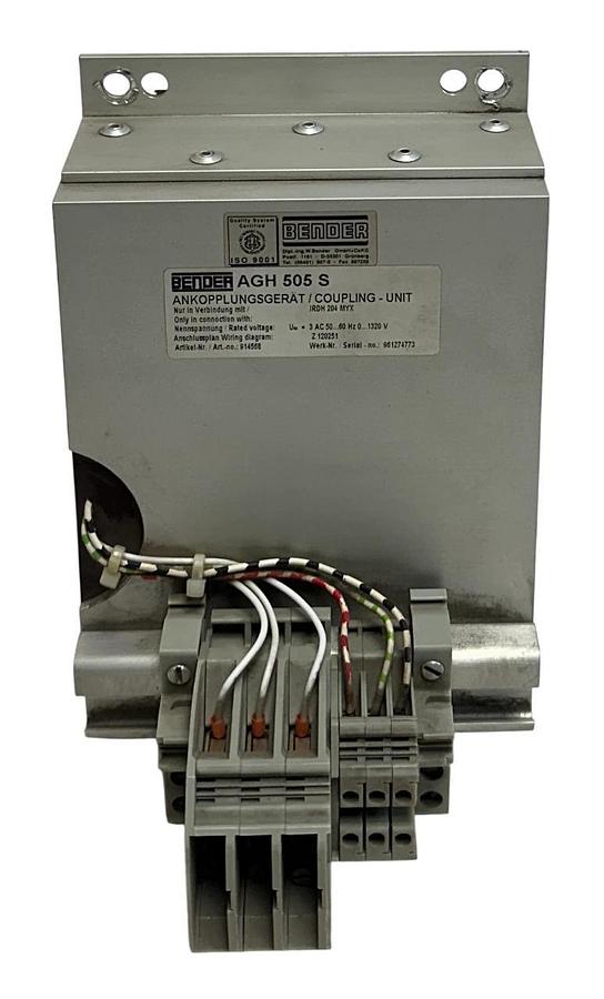 Used BENDER AGH 505 S / AGH505S COUPLING UNIT IRDH204MYX 50/60Hz 1320VAC 3PH USNP