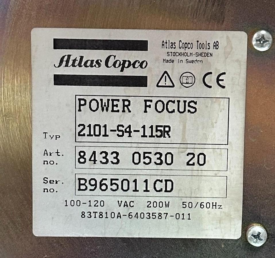 Used ATLAS COPCO 2101-S4-115R / 8433 0530 20 POWER FOCUS TENSOR CONTROLLER 200W USNP