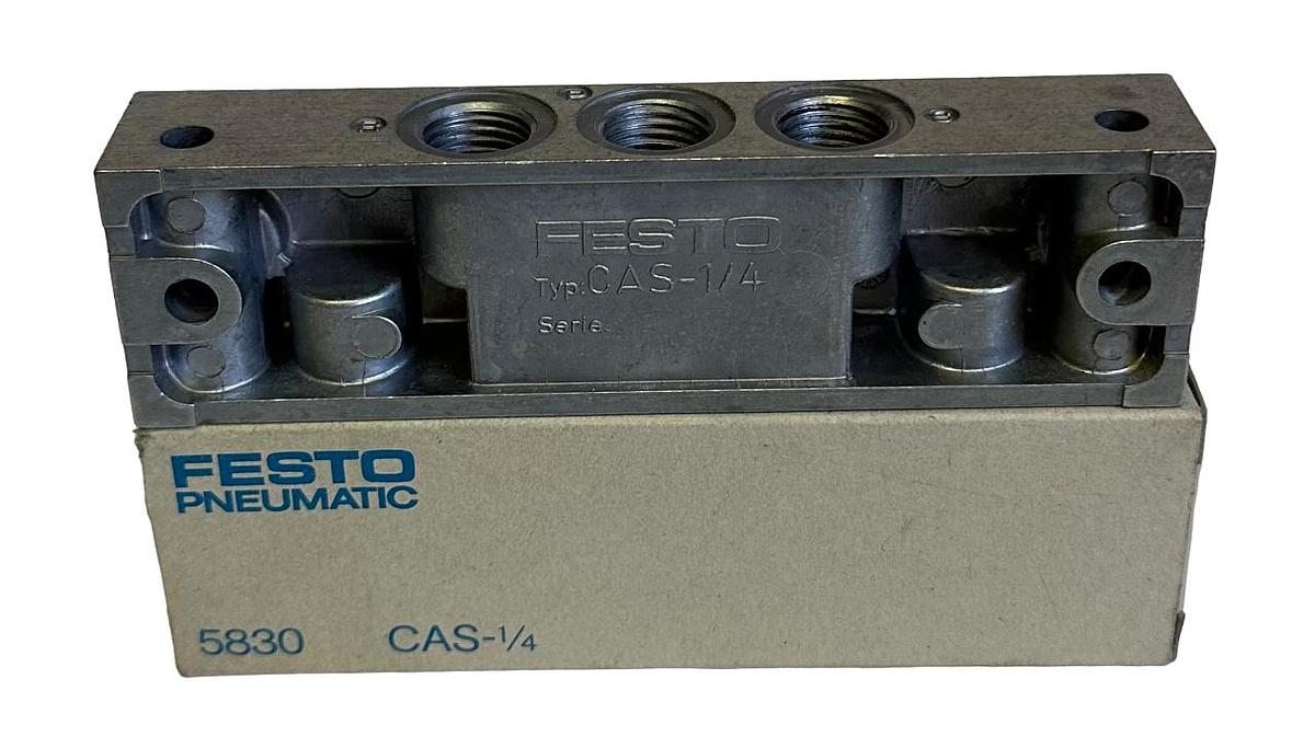 Used NEW FESTO CAS-1/4 / CAS14 PLUG-IN SUB BASE (THREADED PORTS) 5830