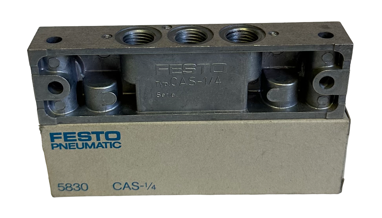 Used NEW FESTO CAS-1/4 / CAS14 PLUG-IN SUB BASE (THREADED PORTS) 5830