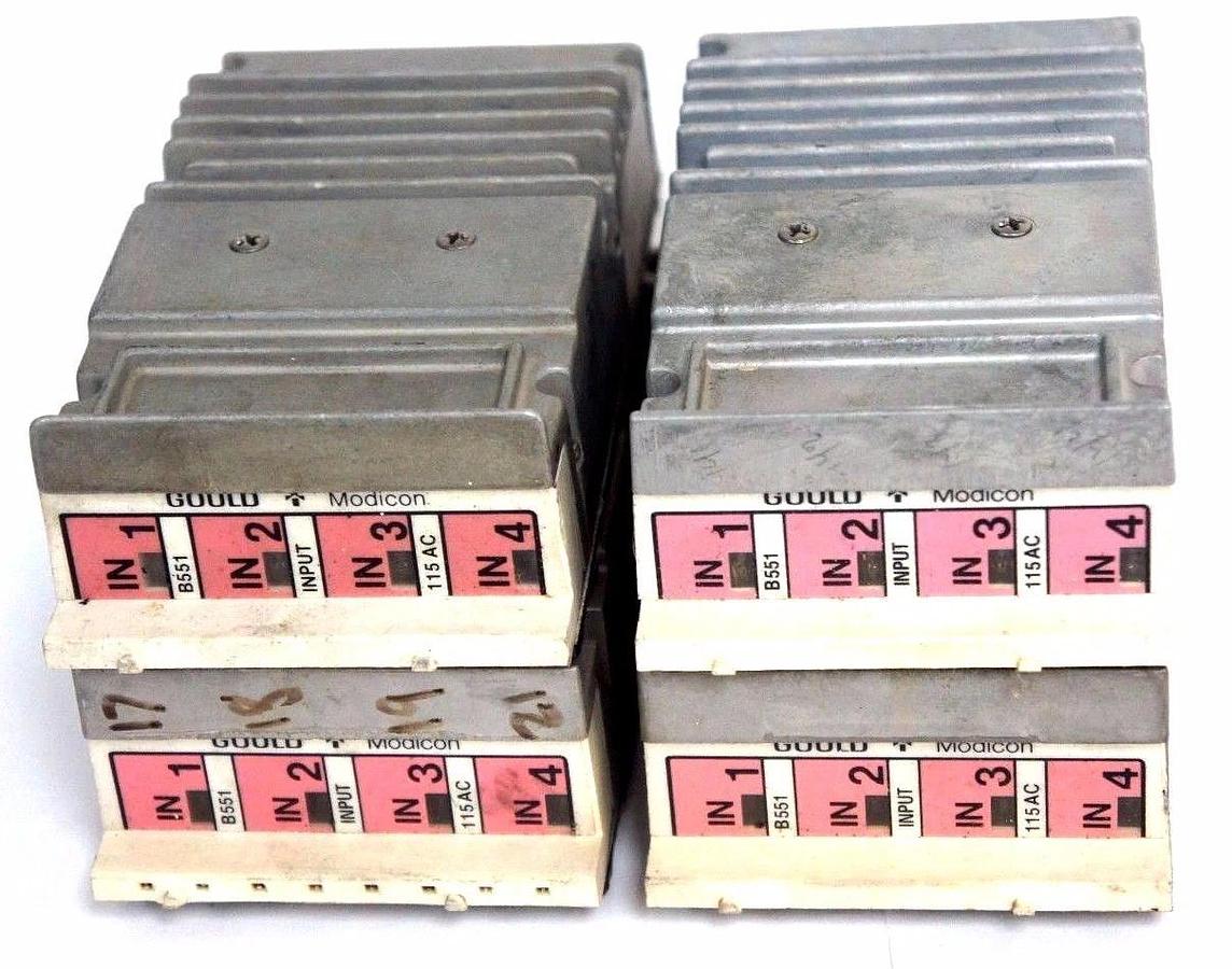 Used LOT OF 4 GOULD MODICON B551 INPUT MODULES 115V AC