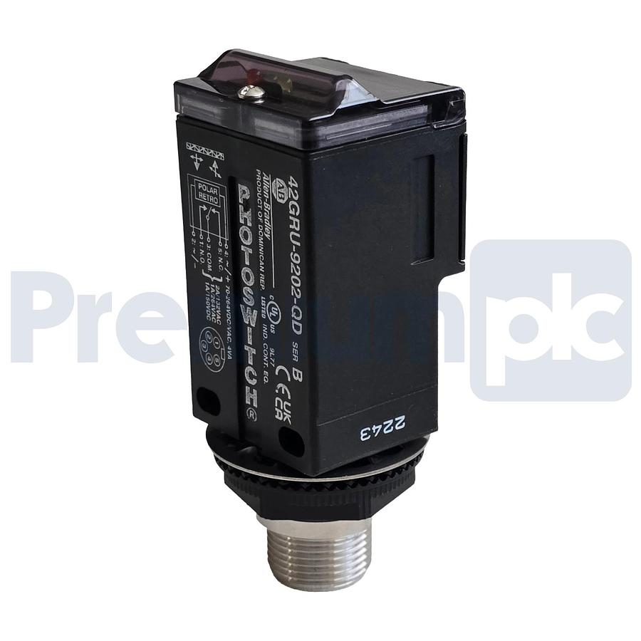 Used Allen-Bradley 42GRU-9202-QD /B PHOTOSWITCH Photoelectric Sensor M12 NSMP (read)