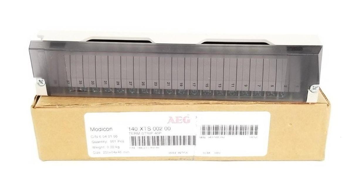 Used NIB AEG MODICON 140 XTS 002 00 TERM STRIP 40P, C/N 6 04 01 00