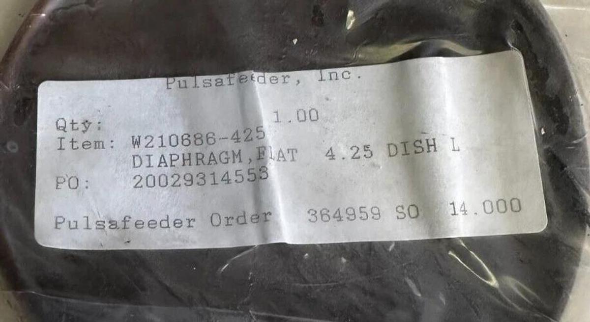 Used NEW PULSAFEEDER INC W210686-425 / W210686425 DIAPHRAGM KIT 364959