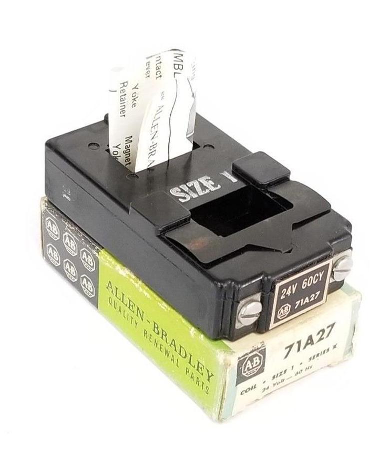 Used NIB ALLEN BRADLEY 71A27 CONTACTOR COIL SIZE: 1 SER. K 24V-60HZ