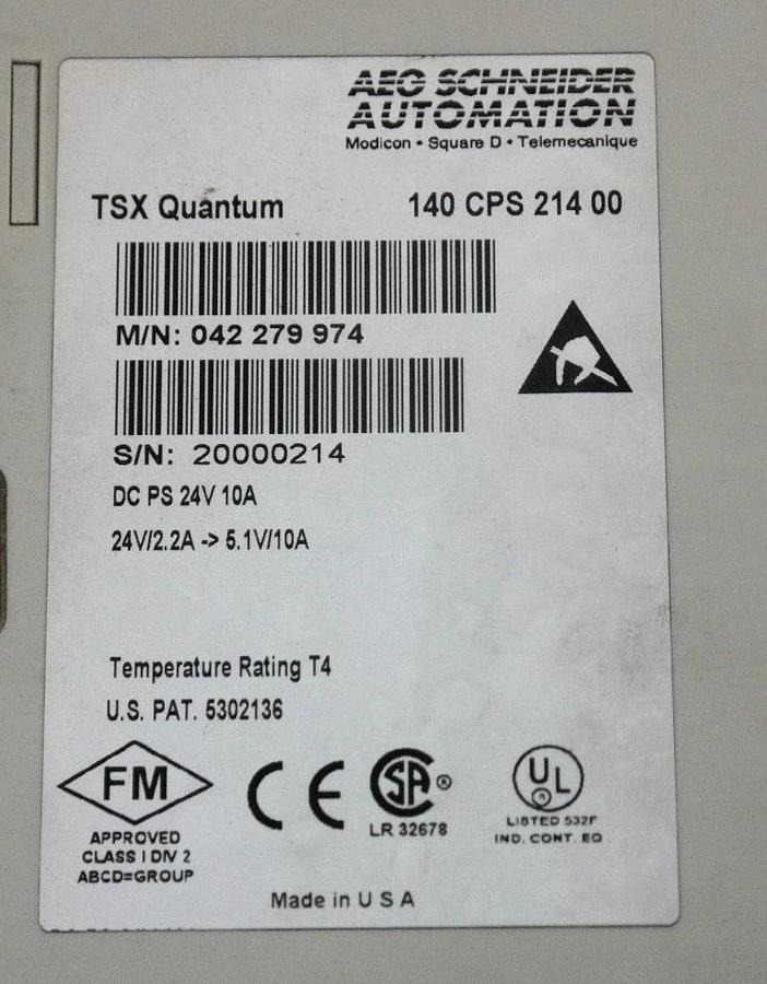 Used AEG SCHEIDER 140 CPS 214 00 POWER SUPPLY 042279974 PS 24VDC, 8/10A, 140CPS21400