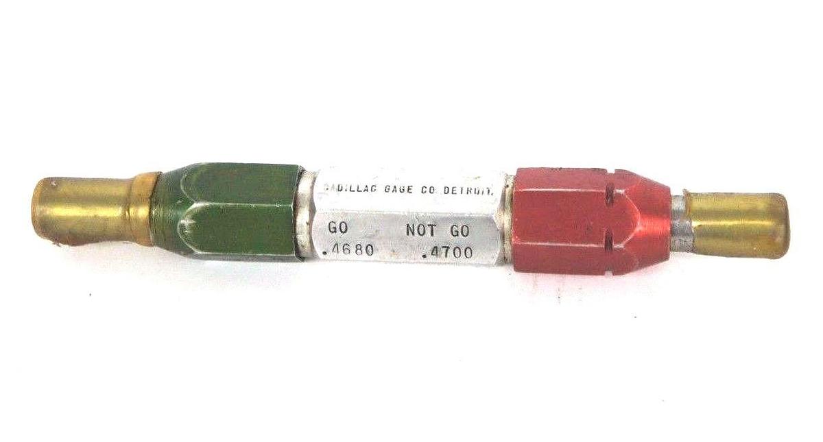 Used CADILLAC GAGE CO. GA-2-645 PLUG GAGE GO 0.4680MM NO GO 0.4700MM