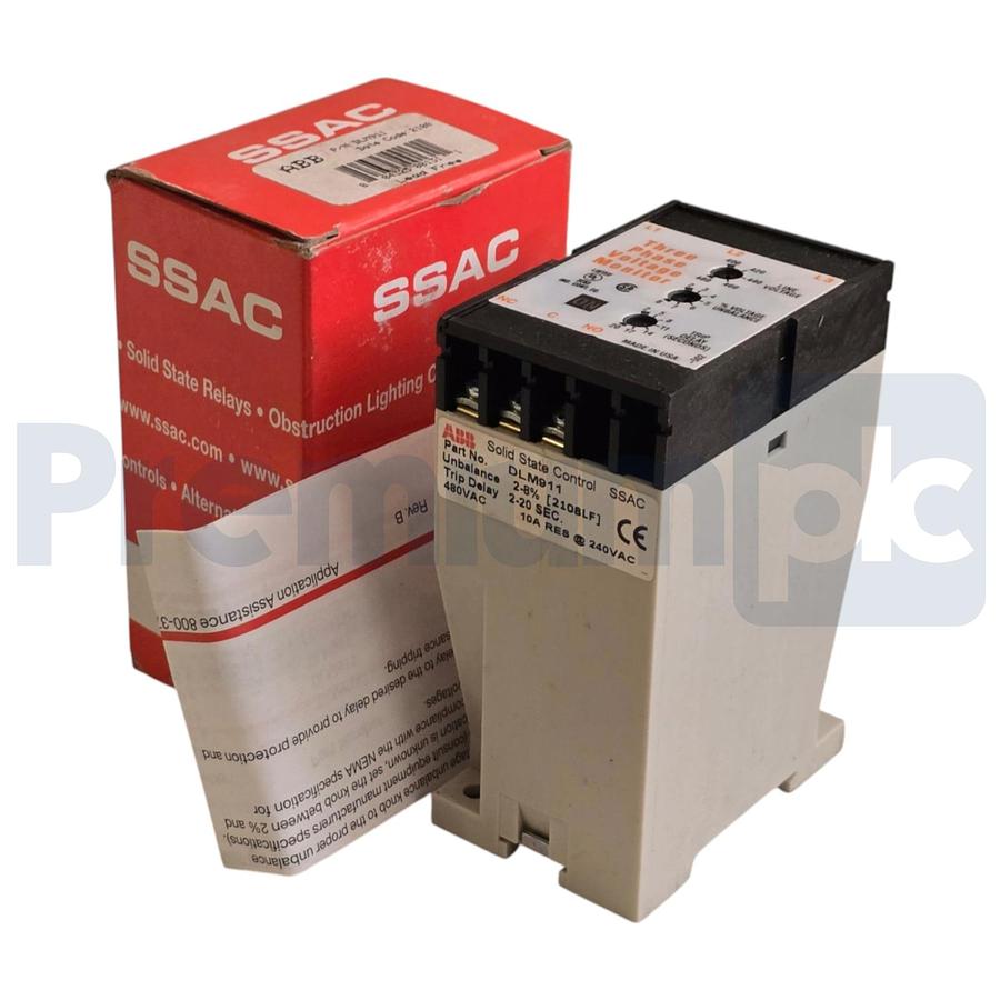 Used ABB SSAC DLM911 Three-Phase Voltage Monitor Protector Relay 400-480VAC NSMP
