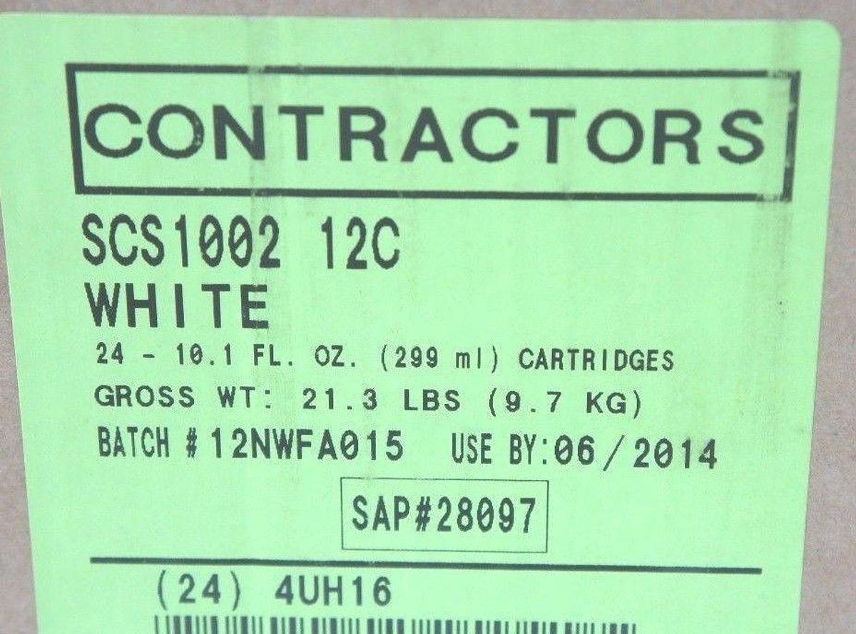 NEW GE SCS1000 CONTRACTORS SILICONE SEALANT WHITE, CASE OF 24, SCS1002 12C