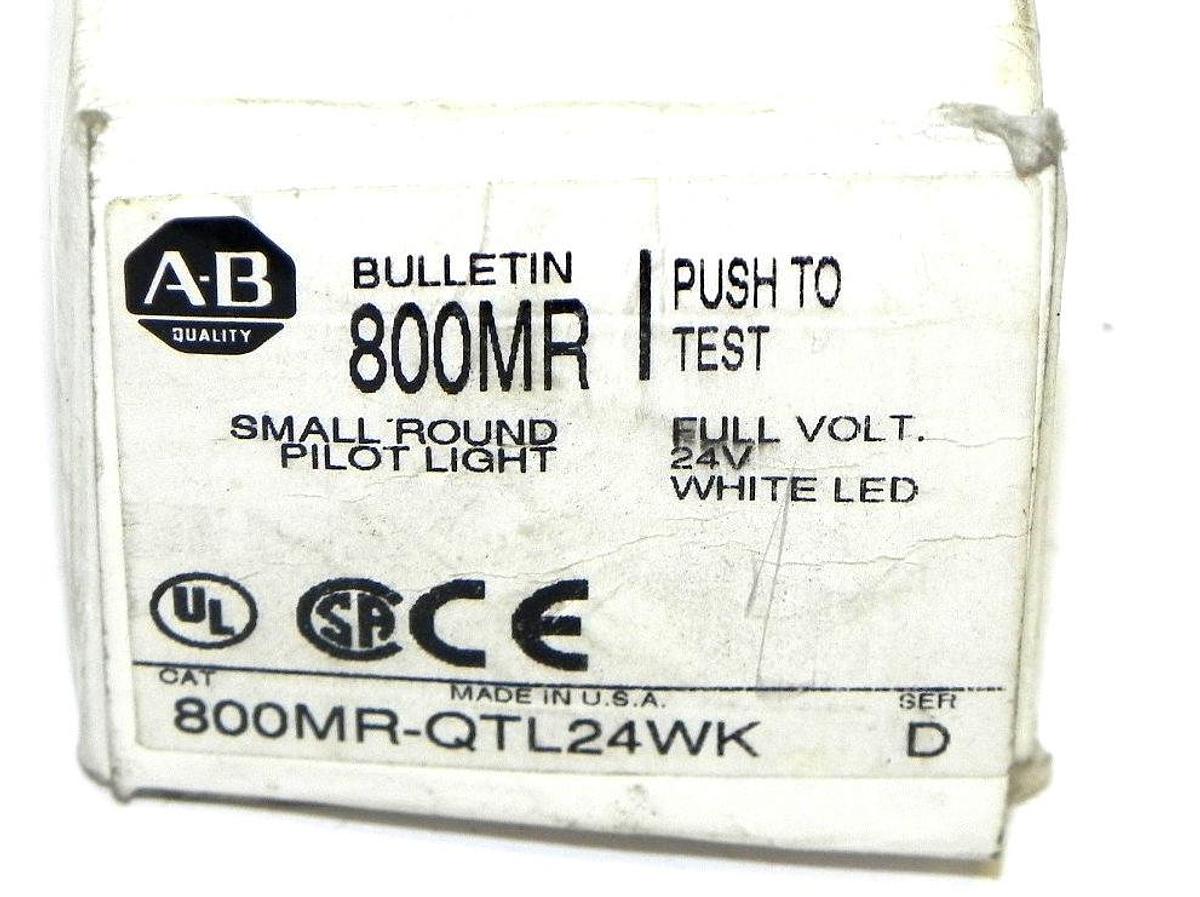NEW ALLEN BRADLEY 800MR-QTL24WK SMALL ROUND PILOT LIGHT SER. D 24V WHITE LED