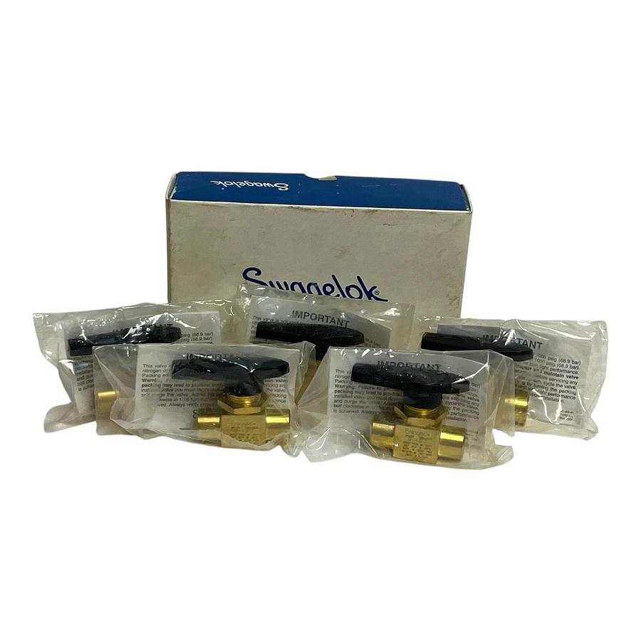 Swagelok B-43F2 Brass 40 Series 2-Way Ball Valve 1/8" FNPT Box of 5 Pack - New