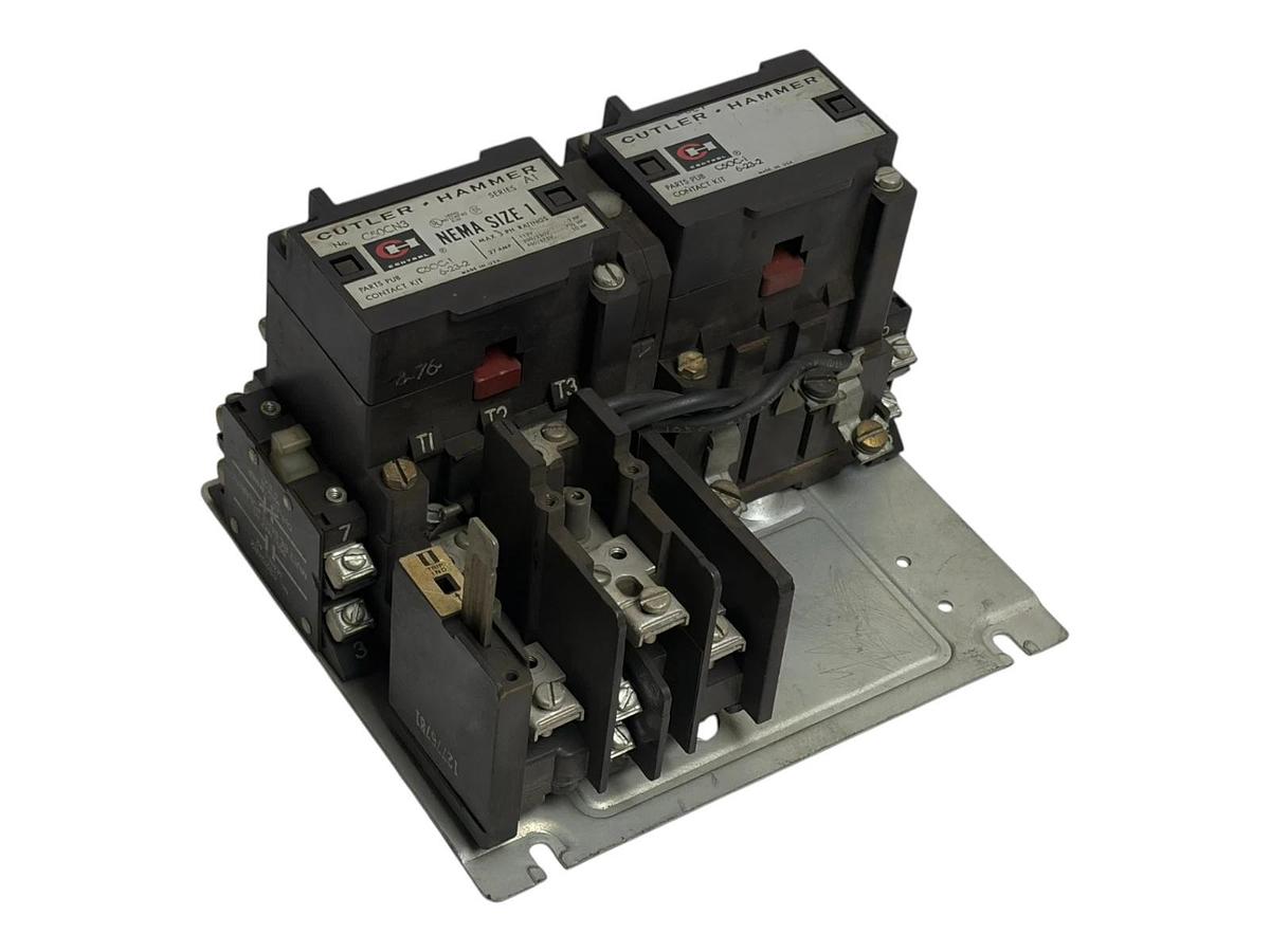 Used Cutler Hammer C50CN3 NEMA Size 1 Reversing Contactor Starter 120V Coil C320KB2