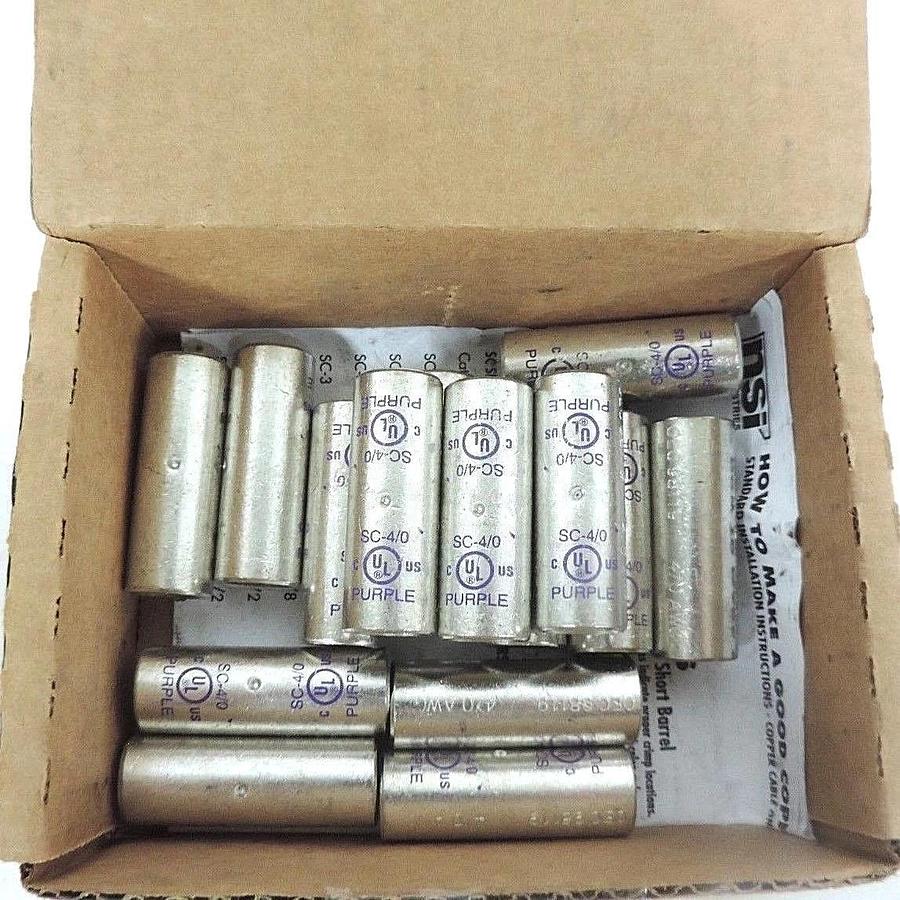 Used NIB NSI SC-4/0 COPPER COMPRESSION SPLICE SHORT BARREL - QTY 15