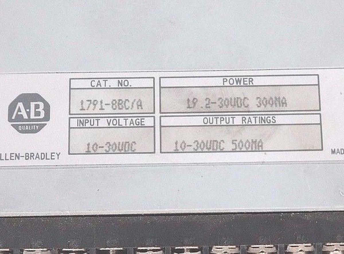 Used ALLEN BRADLEY 1791-8BC I/O BLOCK 1791-8BC/A, 24VDC