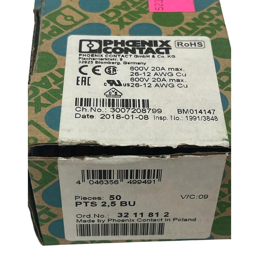 LOT OF 41 Phoenix Contact PTS 2,5 BU Terminal Block Blue 3211812 Feed-Through