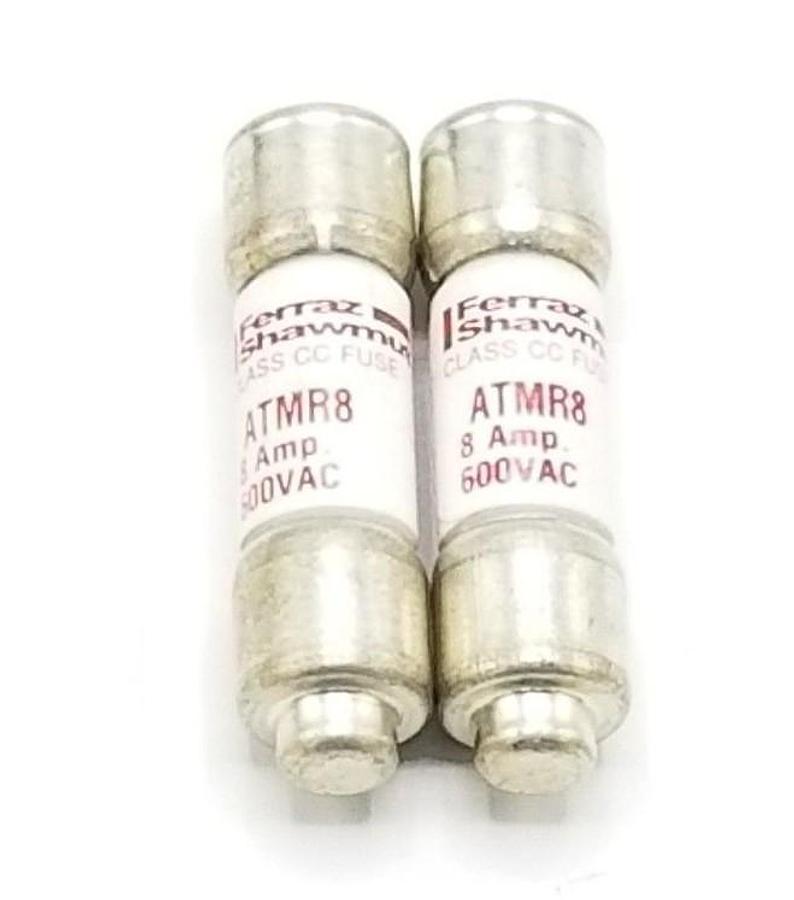 Used LOT OF 2 FERRAZ SHAWMUT ATMR8 FUSES 8A, 600V