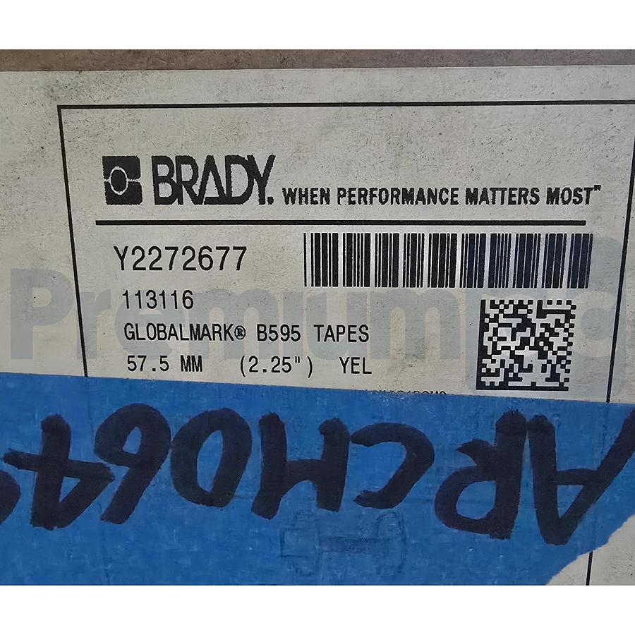 BRADY 113116 GlobalMark B-595 Yellow Vinyl Label Cartridge 2.25"x100' Y2272677