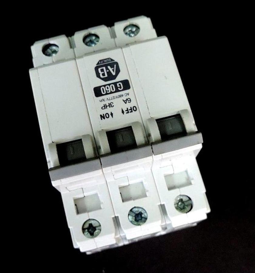 Used ALLEN BRADLEY 1492-CB-3-G060 SER. C MINIATURE CIRCUIT BREAKER 6A 3HP
