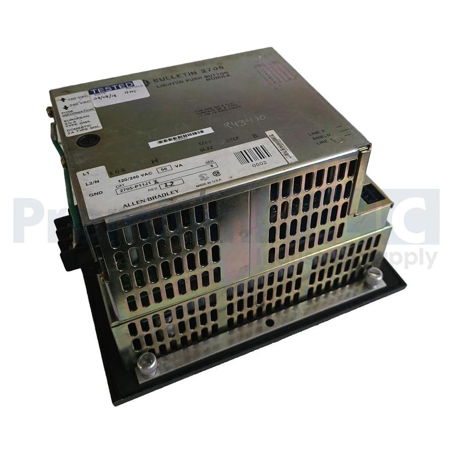 Used ALLEN BRADLEY 2705-P11J1 /B RediPANEL LIGHTED PUSH BUTTON MODULE 120/240VAC REPR