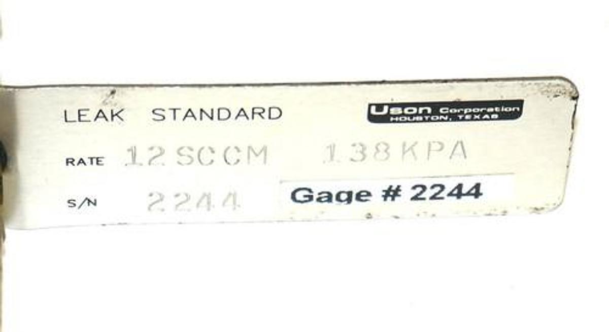 Used USON GAGE #2244 CALIBRATED LEAK MASTER RATE: 12SCCM, 138KPA