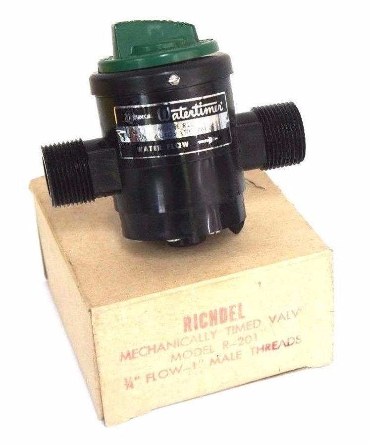 Used NIB RICHDEL MODEL R-201 MECHANICALLY TIMED VALVE 3/4" FLOW, 1" MALE NPT, R201
