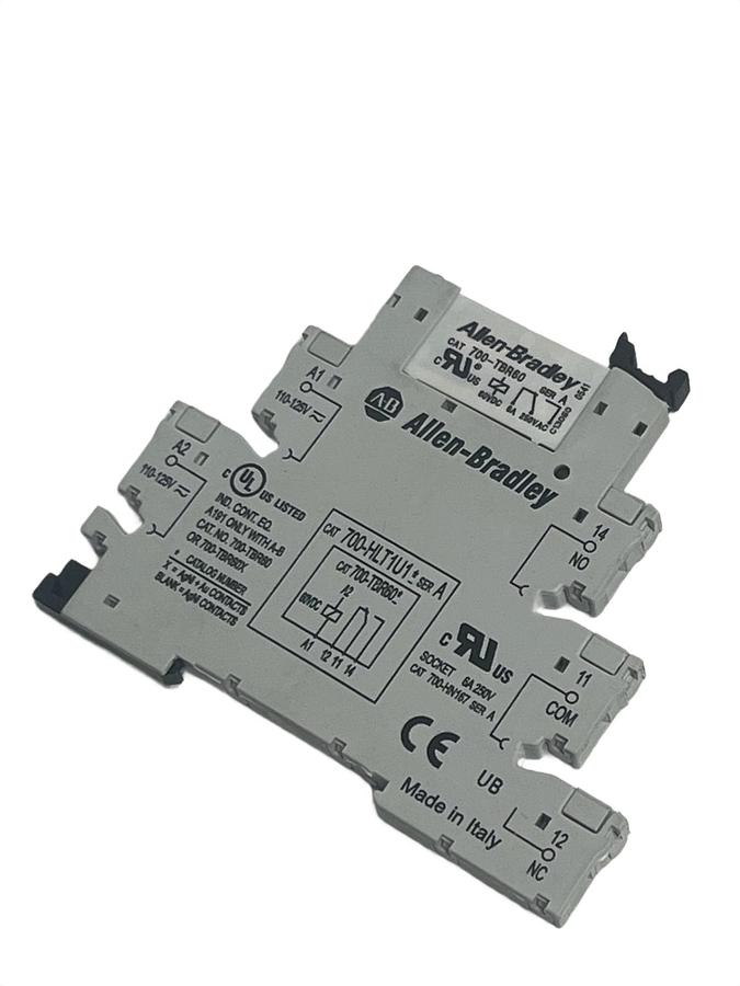Used LOT OF 11 Allen-Bradley 700-HLT1U1 Ser A Relay Bases (6) w/ 700-TBR60 Relays