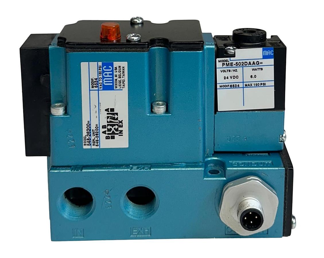 Used MAC 548-26200= / 548-26200 / 54826200 SOLENOID VALVE PME-502DAAG 24VDC COIL NSNP