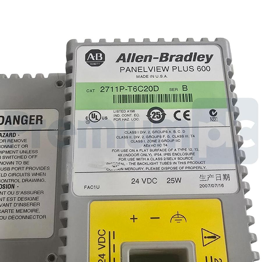 Used Allen-Bradley 2711P-T6C20D /B PanelView Plus 600 HMI Touch Screen Terminal USPI
