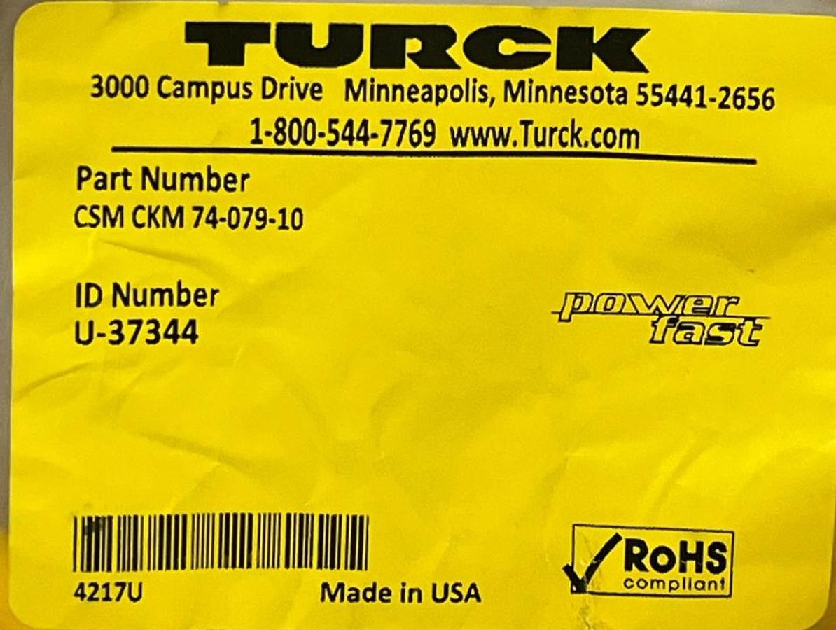 Turck CSM CKM 74-079-10 Powerfast Extension Cordset 4-Pin 10m , NSFS