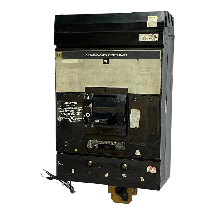 Used Square D MH36800 Circuit Breaker 3P 800A 600V w/ MA11021 Shunt Trip