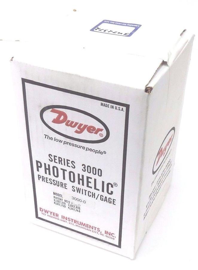 Used NEW SEALED DWYER 3000-0 SERIES 3000 PHOTOHELIC PRESSURE SWITCH/GAGE, 33000