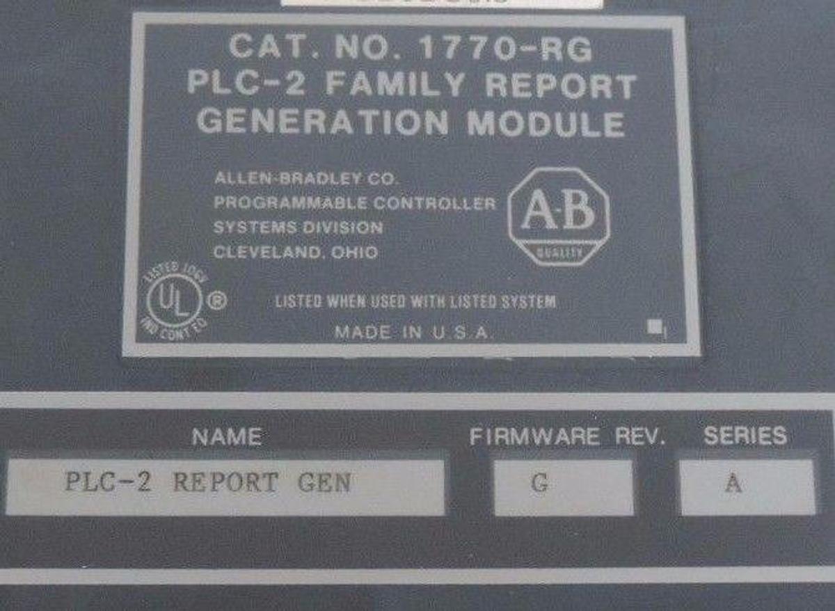 Used ALLEN BRADLEY 1770-RG PLC-2 FAMILY REPORT MODULE FIRMWARE REV G SER A 1770RG