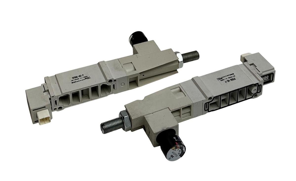 Used 2 SMC SY50M-N0-P / SY50MN0P PNEUMATIC PRESSURE REGULATORS W/ GAUGE 1-PORT USNP