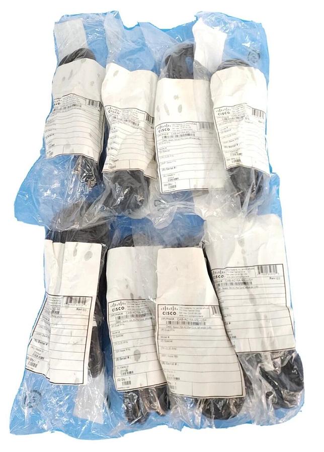 Used LOT OF 8 NEW CISCO 37-0660-01 ANGLED AC POWER CORDS 8FT 125 VAC 15 AMP