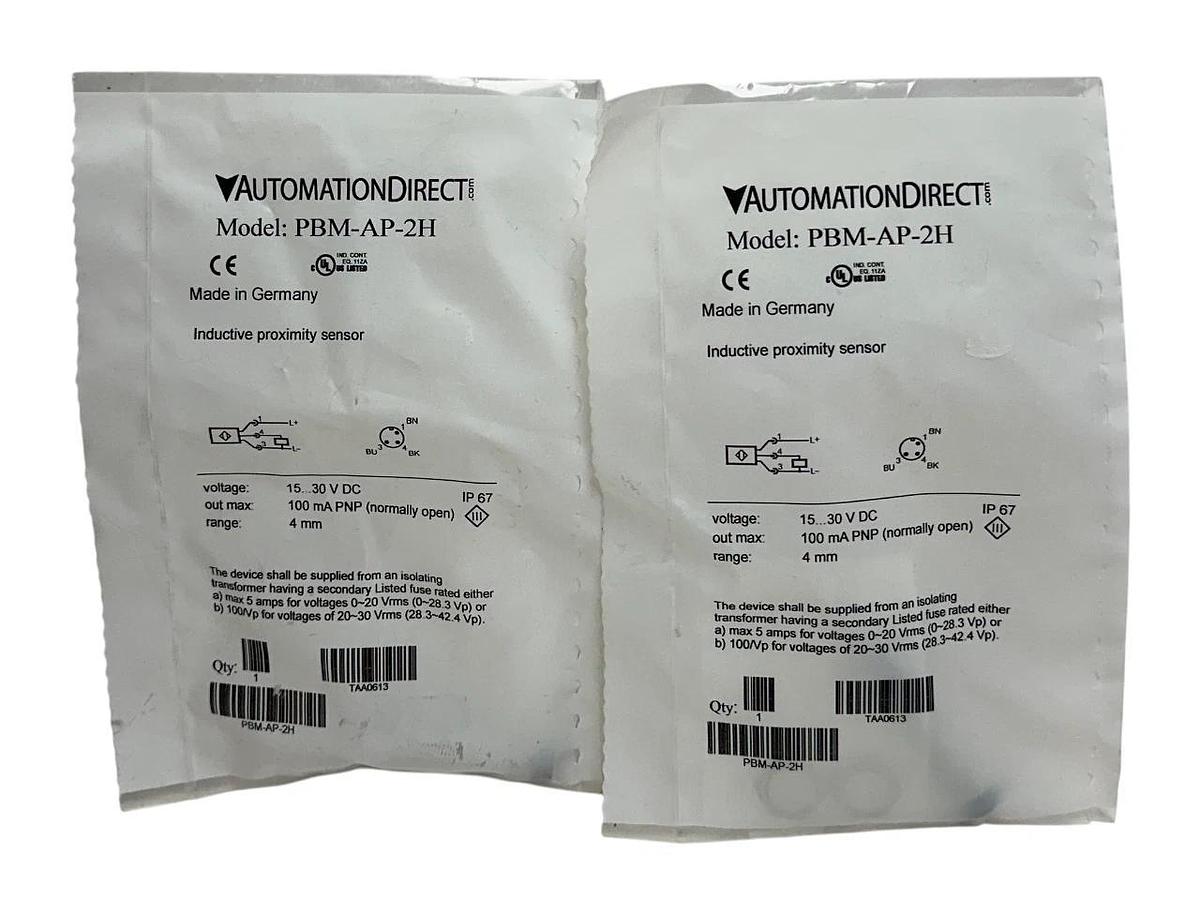 2 AUTOMATIONDIRECT PBM-AP-1H / PBMAP1H INDUCTIVE PROXIMITY SENSORS PNP NSMP